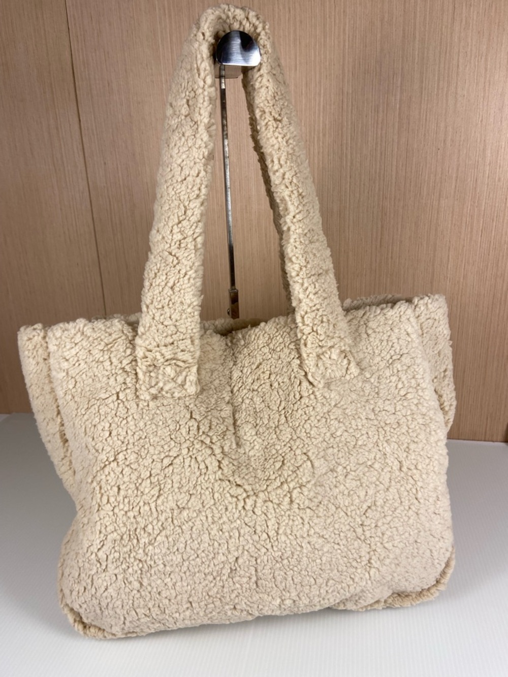 Sherpa Teddy Tote Bag Angel Graphic Cream Y2K Aesthetic Shoulder Bag - Picture 2 of 8